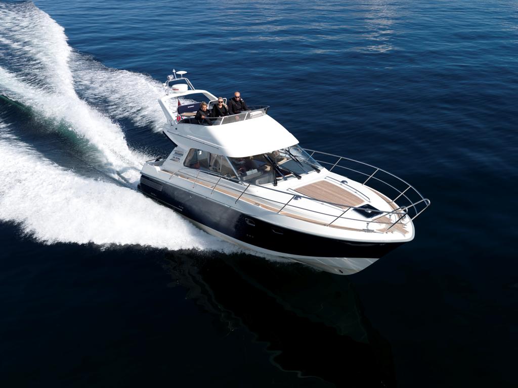 Boat running at speed on open water